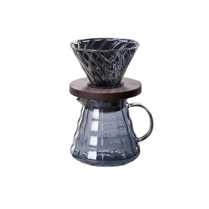 ست دریپر قهوه ساز v60 چوبی و سرور 500 میل